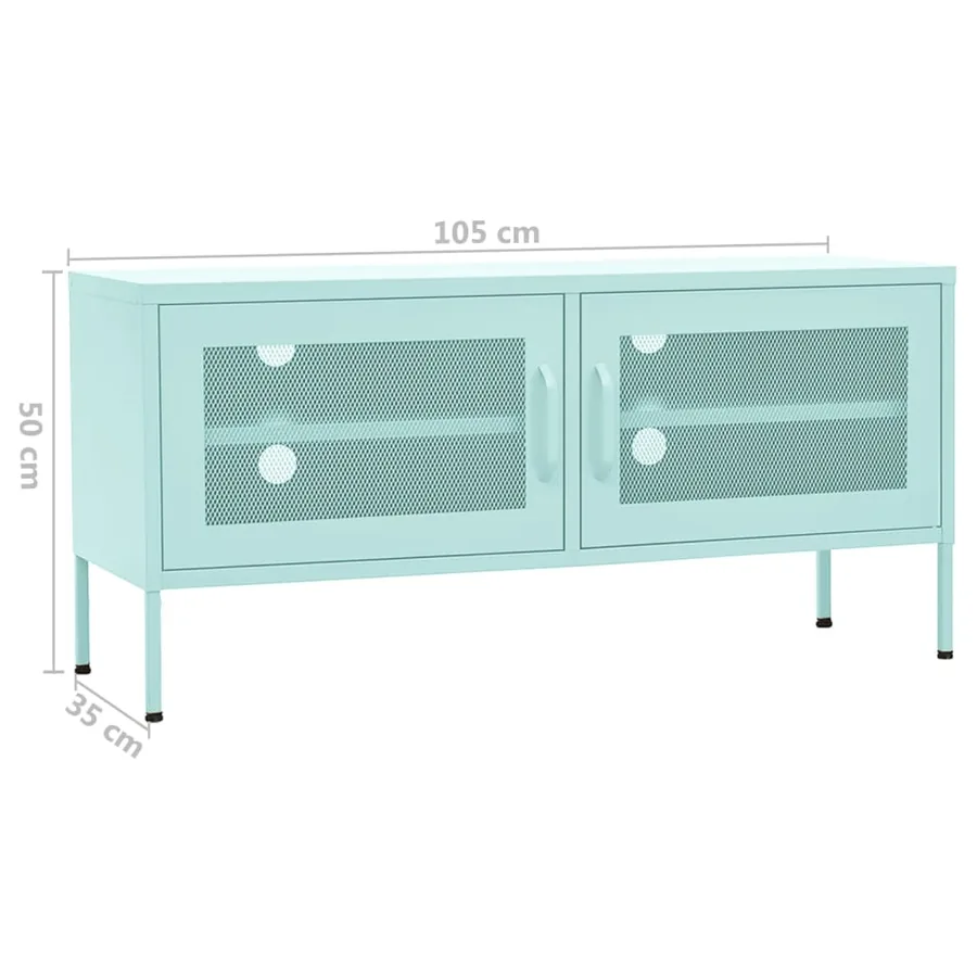 Meuble TV Vert menthe 105x35x50 cm Acier - 9