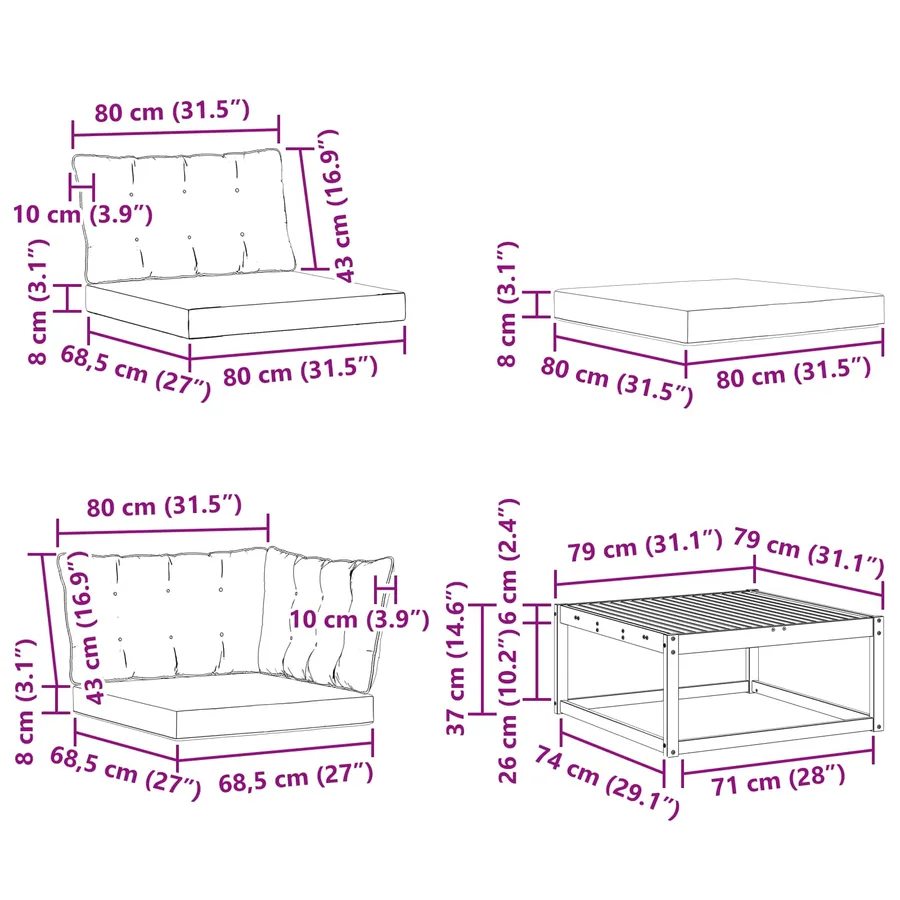 Ensemble de canapés d'extérieur 8 pcs Naturel et Crème - 14