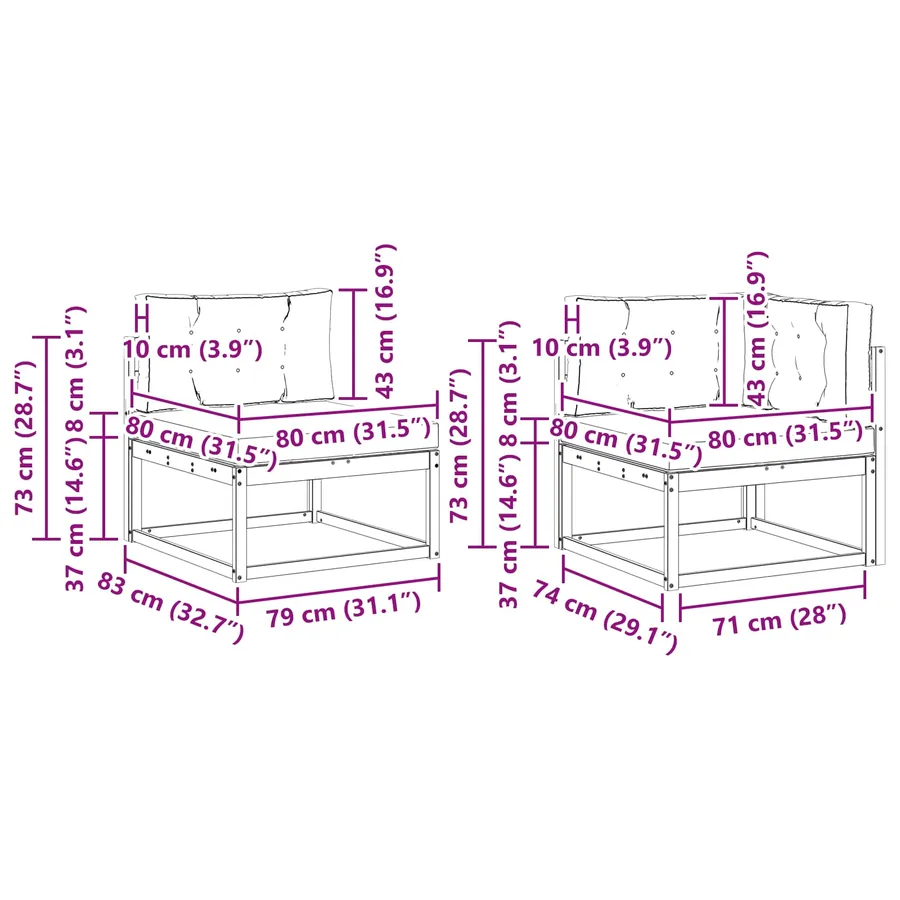 Ensemble de canapés d'extérieur 7 pcs Naturel et Anthracite - 8