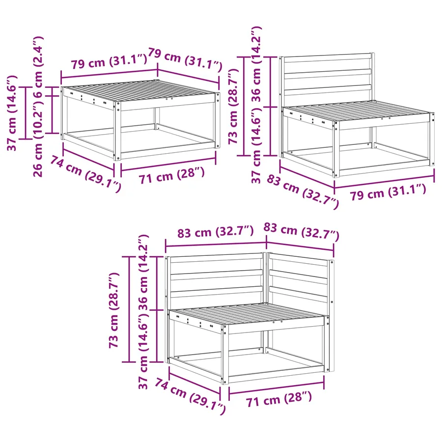 Ensemble de canapés d'extérieur 8 pcs Naturel - 9