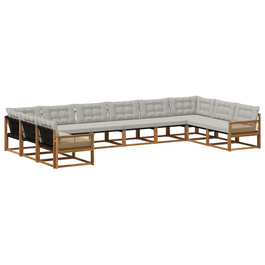 Ensemble de canapés d'extérieur 10 pcs Naturel et gris clair - 2
