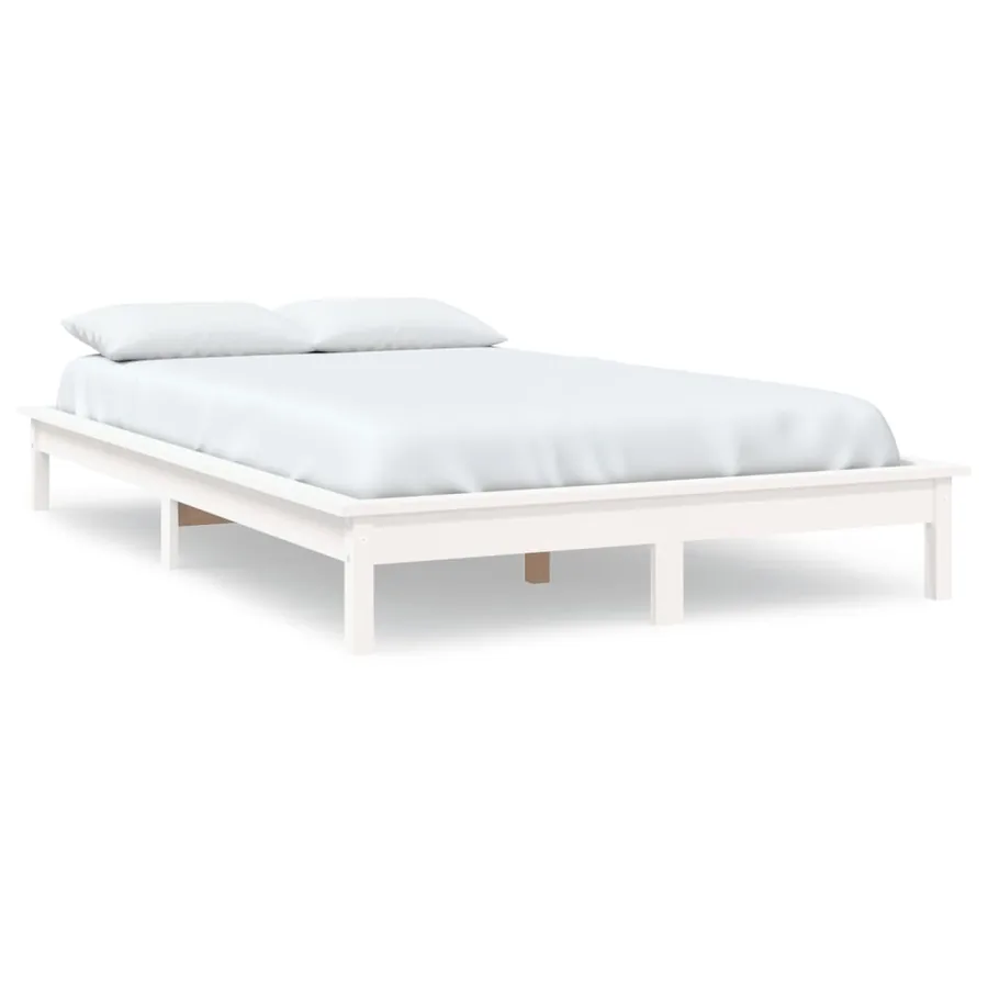 Cadre de lit sans matelas blanc 160x200 cm bois massif - 2