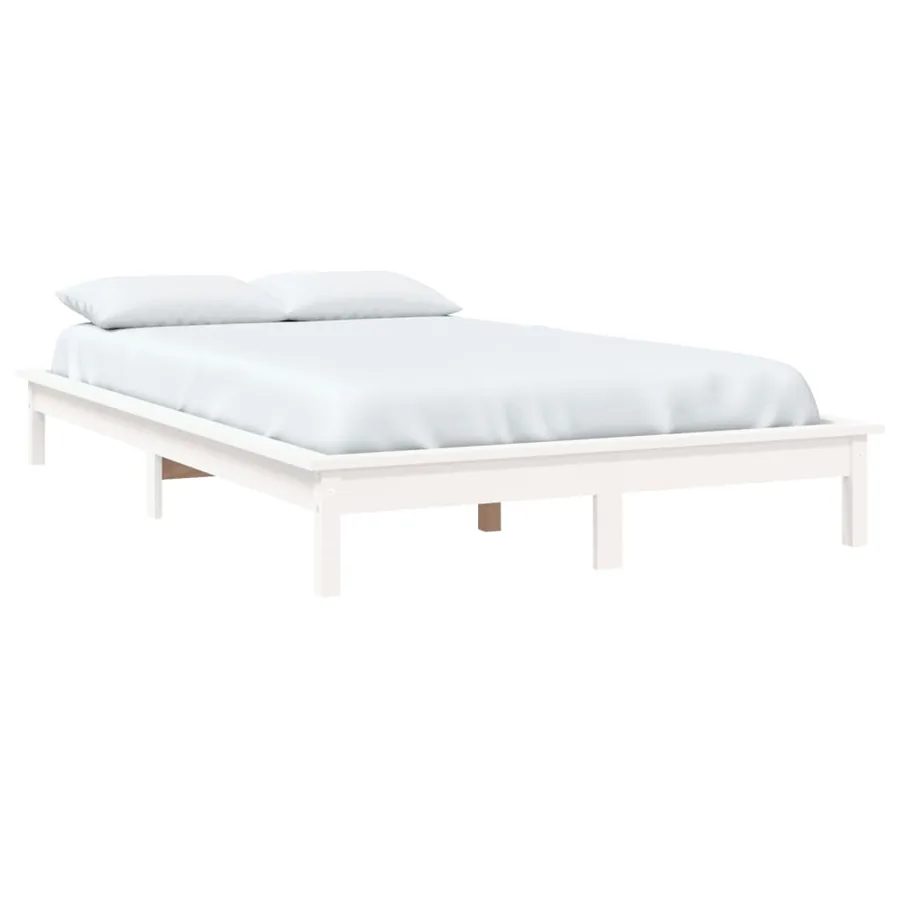 Cadre de lit sans matelas blanc 160x200 cm bois massif - 3
