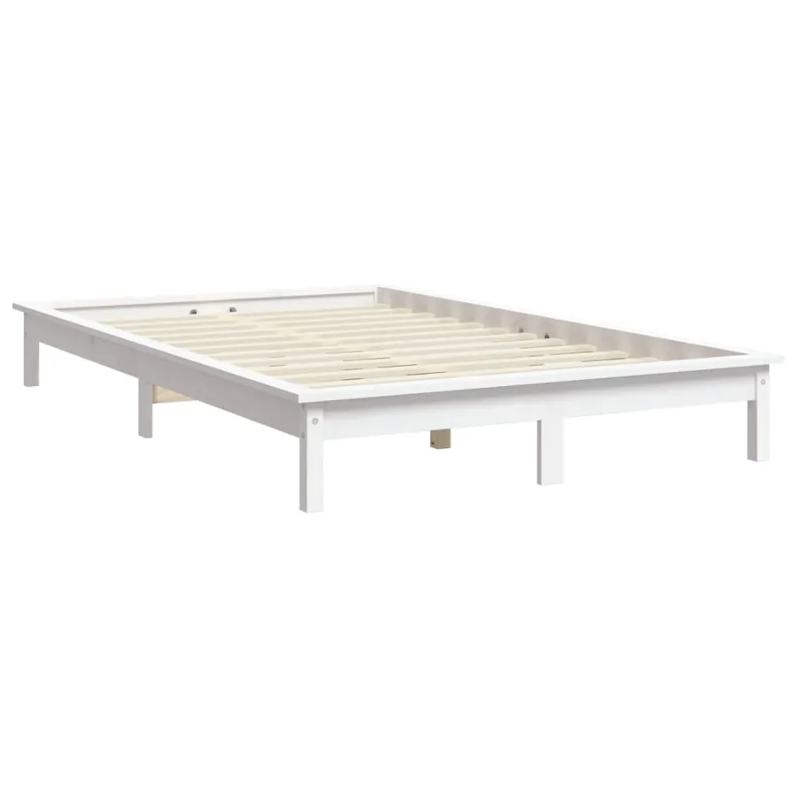 Cadre de lit sans matelas blanc 160x200 cm bois massif - 4