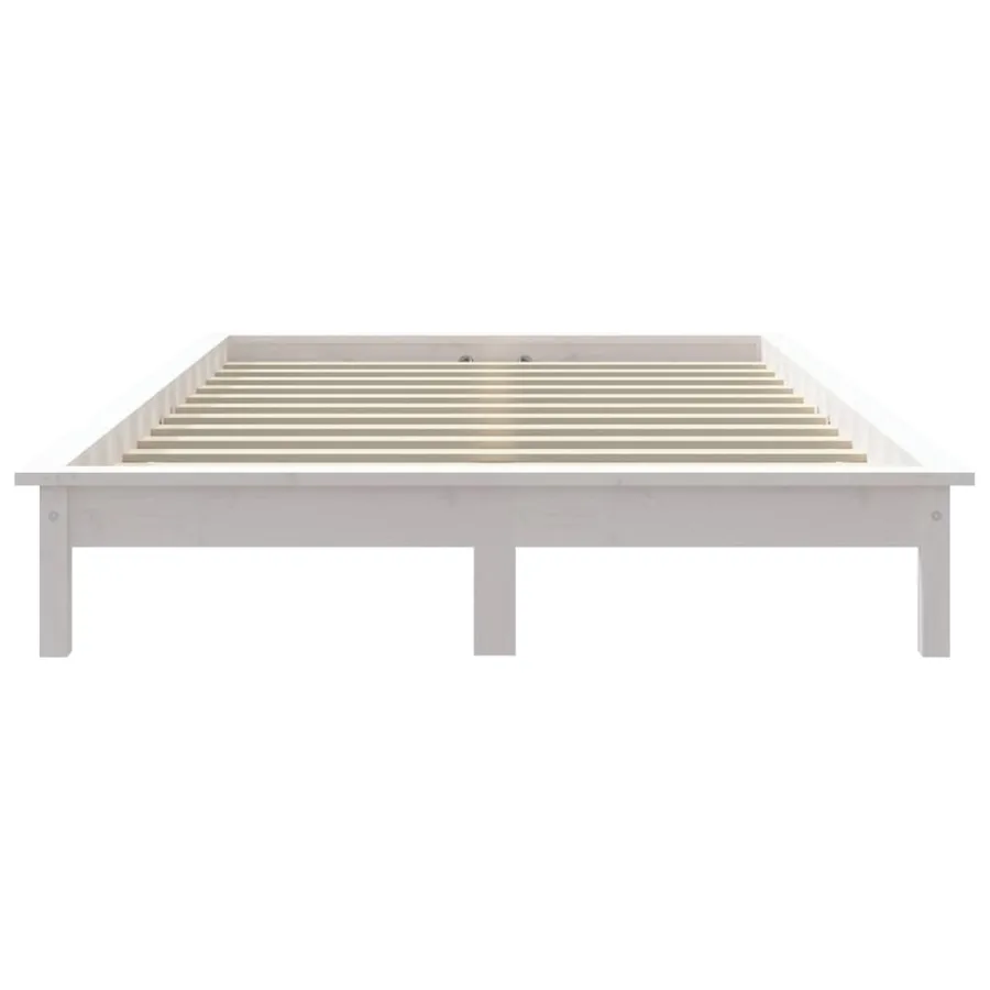 Cadre de lit sans matelas blanc 160x200 cm bois massif - 5
