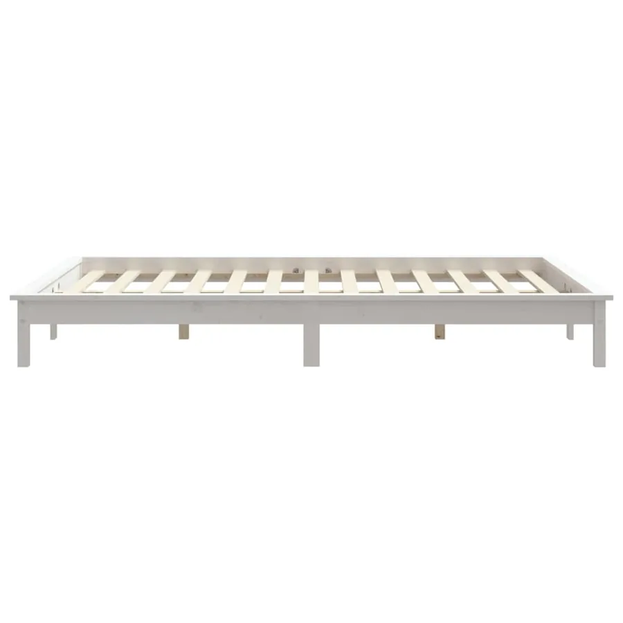 Cadre de lit sans matelas blanc 160x200 cm bois massif - 6