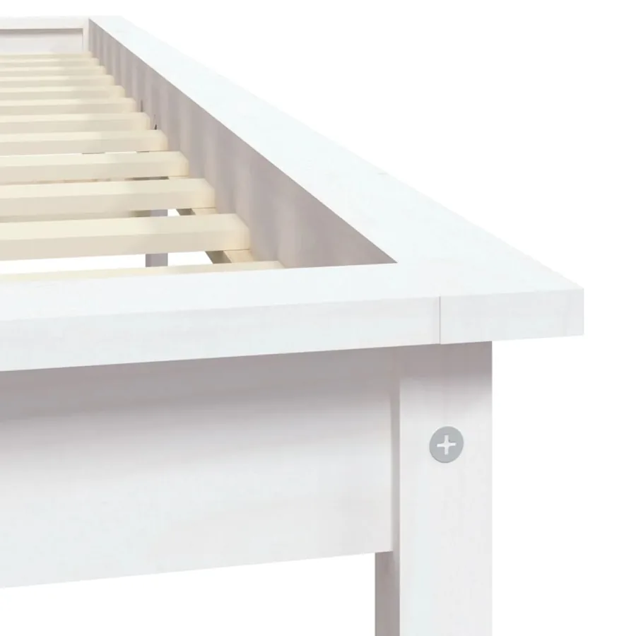 Cadre de lit sans matelas blanc 160x200 cm bois massif - 7