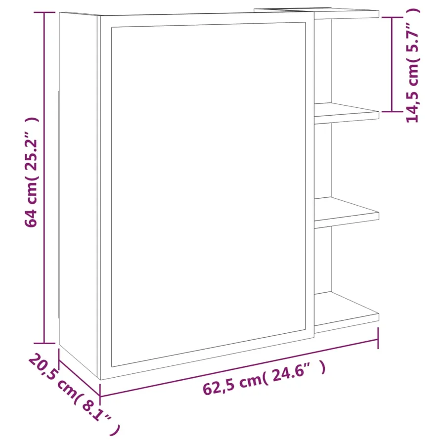 Armoire à miroir de salle de bain Chêne fumé 62,5x20,5x64 cm - 10