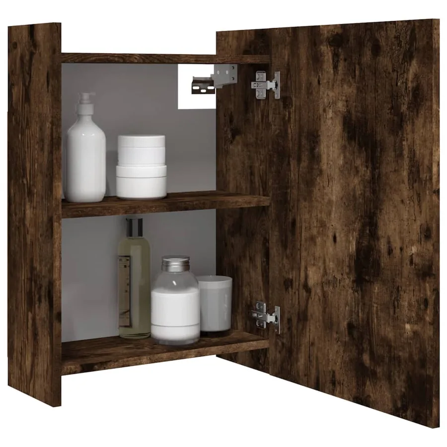 Armoire à miroir de salle de bain Chêne fumé 62,5x20,5x64 cm - 5