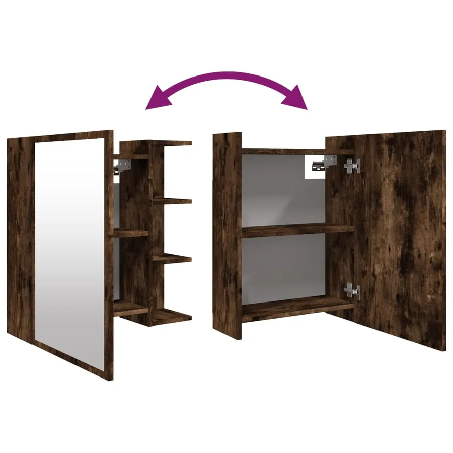 Armoire à miroir de salle de bain Chêne fumé 62,5x20,5x64 cm - 9