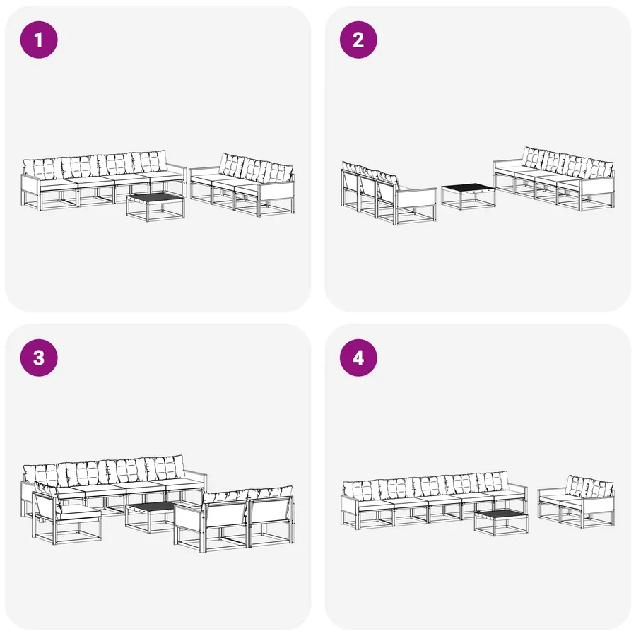 Ensemble de canapés d'extérieur 8 pcs Naturel et Beige - 7