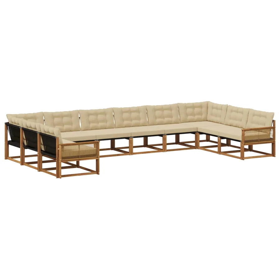 Ensemble de canapés d'extérieur 10 pcs Naturel et Beige - 2