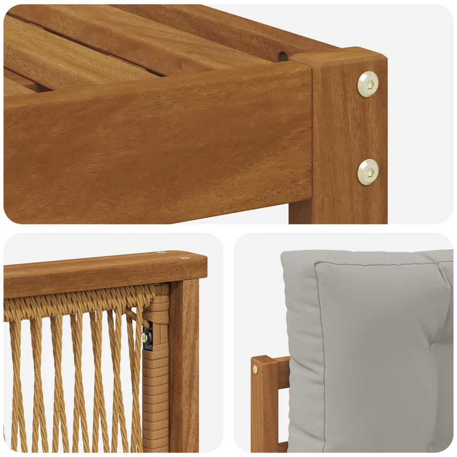 Ensemble de canapés d'extérieur 7 pcs Naturel et Gris clair - 6