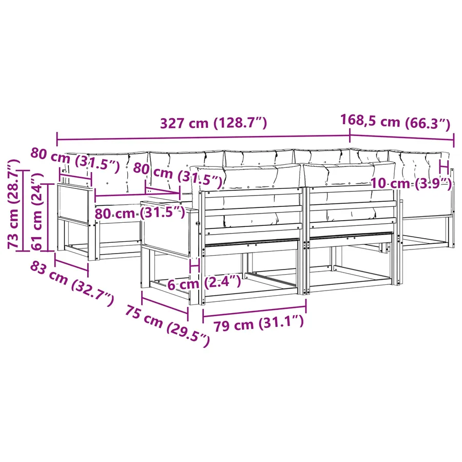 Ensemble de canapés d'extérieur 7 pcs Naturel et Beige - 7