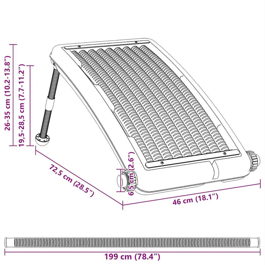 Panneau de chauffage solaire de piscine incurvé 72,5x46 cm - 12