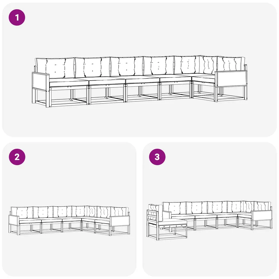 Ensemble de canapés d'extérieur 6 pcs Naturel et Beige - 7