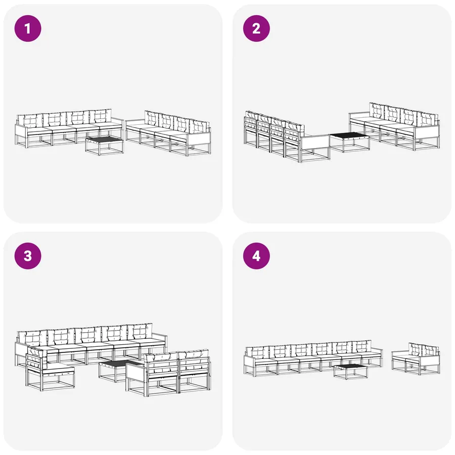 Ensemble de canapés d'extérieur 9 pcs Naturel et Anthracite - 6
