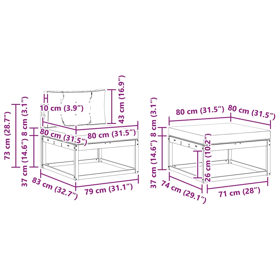 Ensemble de canapés d'extérieur 6 pcs Naturel et gris clair - 7
