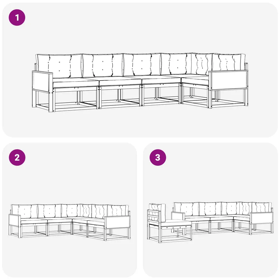 Ensemble de canapés d'extérieur 5 pcs Naturel et Gris clair - 7