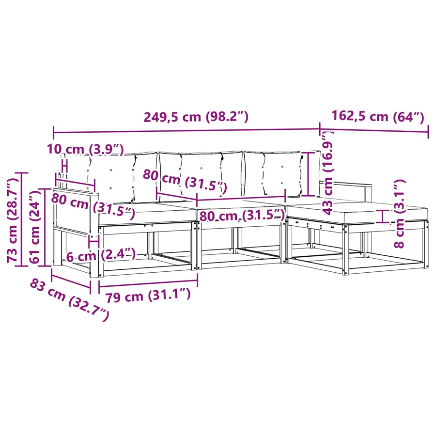Ensemble de canapés d'extérieur 4 pcs Naturel et Beige - 6