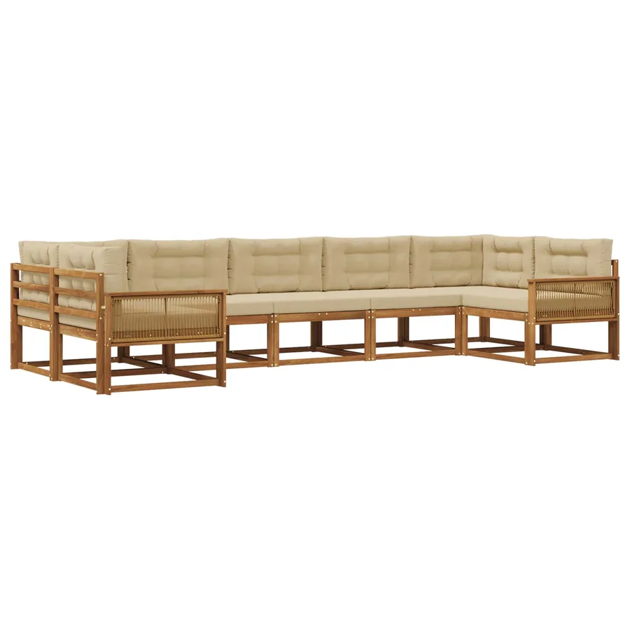 Ensemble de canapés d'extérieur 7 pcs Naturel et Beige - 2