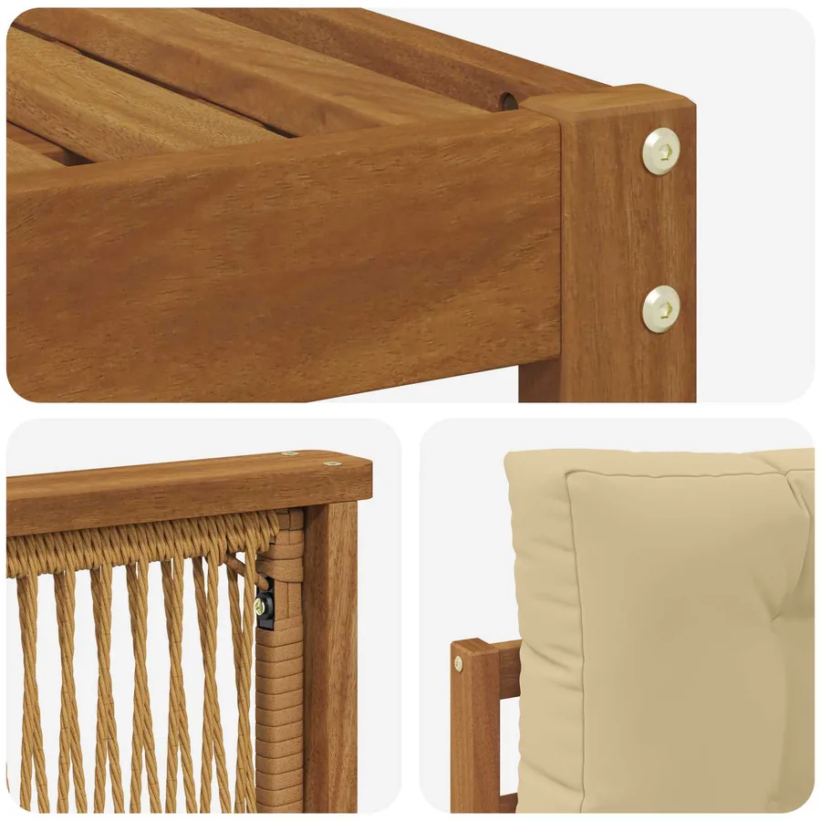Ensemble de canapés d'extérieur 9 pcs Naturel et Beige - 6