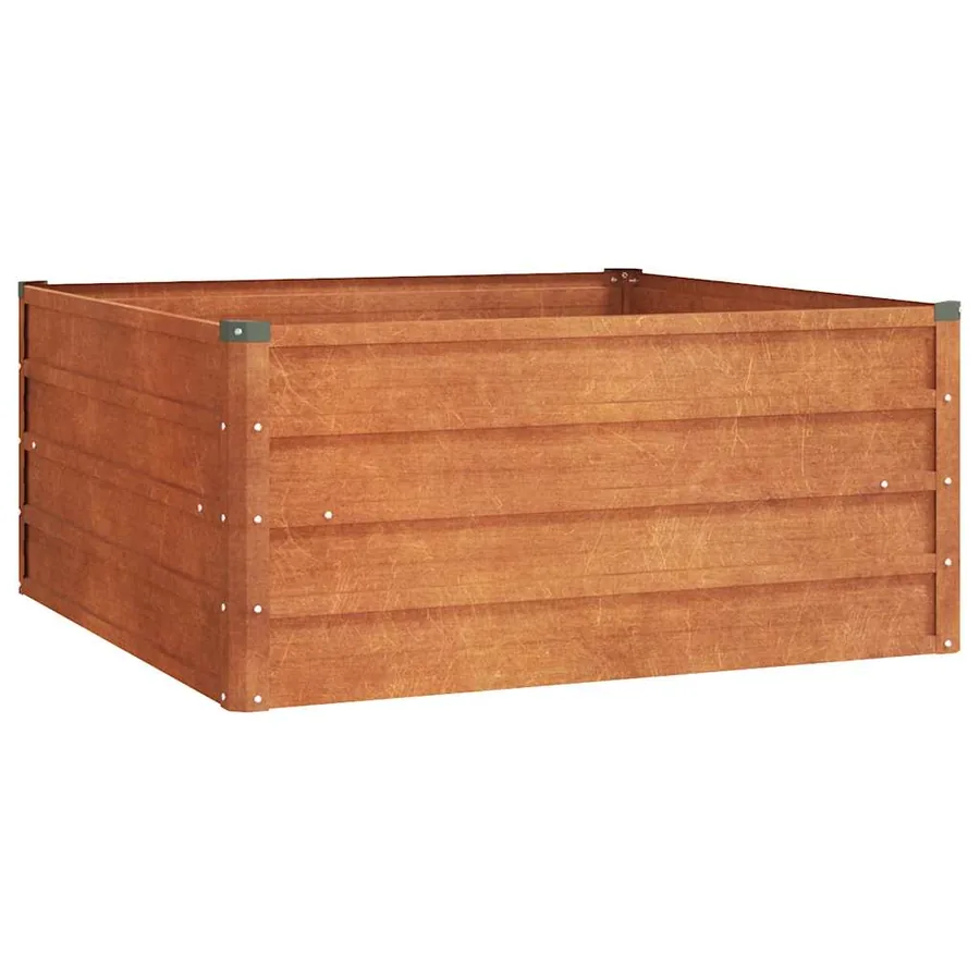 Lit surélevé de jardin rouillé 100x100x45 cm acier corten - 2