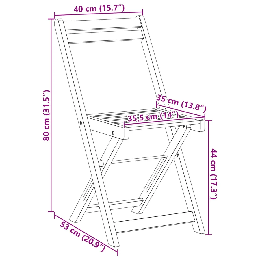 Chaises de bistrot d'extérieur 8 pcs Naturel 40 x 53 x 80 cm - 11