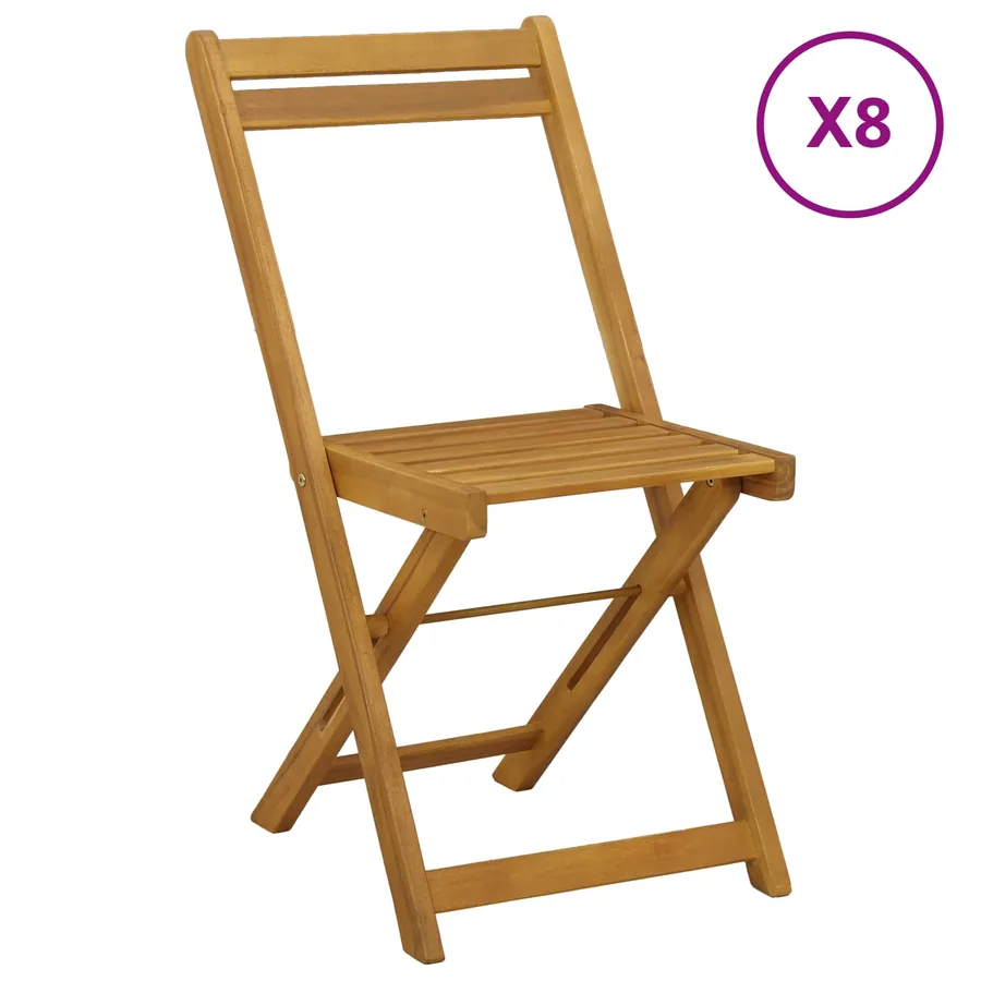Chaises de bistrot d'extérieur 8 pcs Naturel 40 x 53 x 80 cm - 2