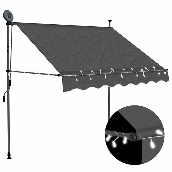Auvent manuel rétractable avec LED 150 cm Anthracite