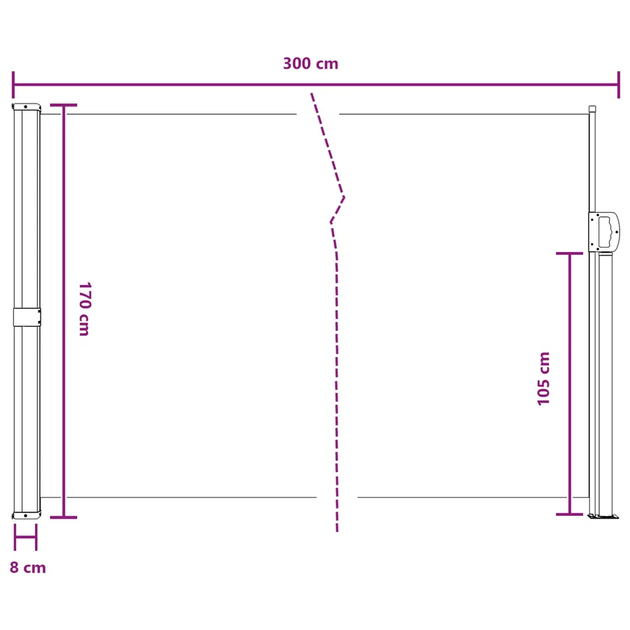 Store latéral rétractable Crème 300 x 170 cm Polyester - 8