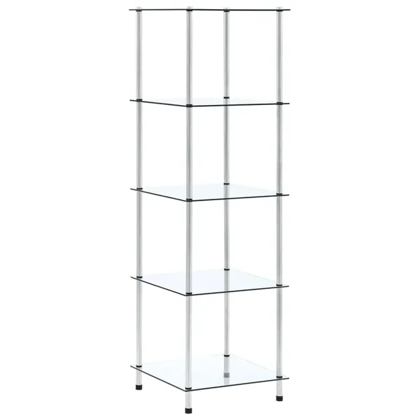 Étagère 5 niveaux Transparent 40x40x130 cm Verre trempé