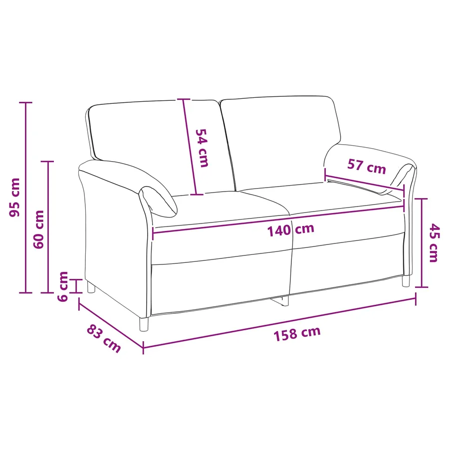 Sofa 2 places Vert clair 158 x 83 x 95 cm Velours - 8