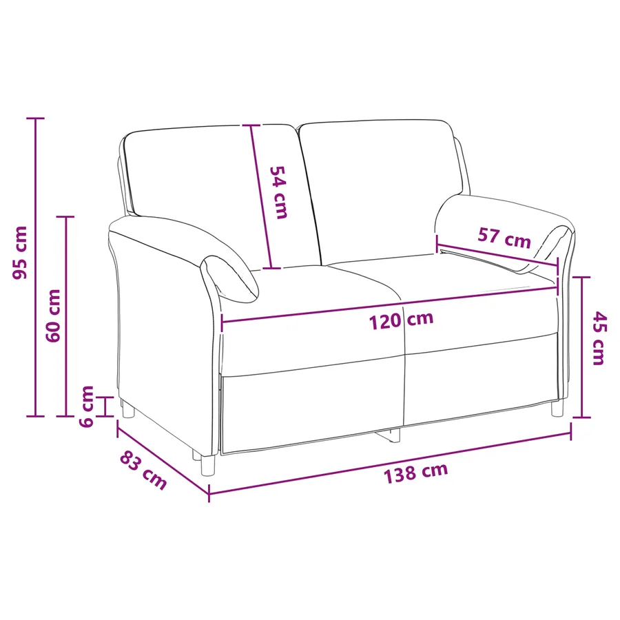 Sofa 2 places Gris foncé 138 x 83 x 95 cm Velours - 8