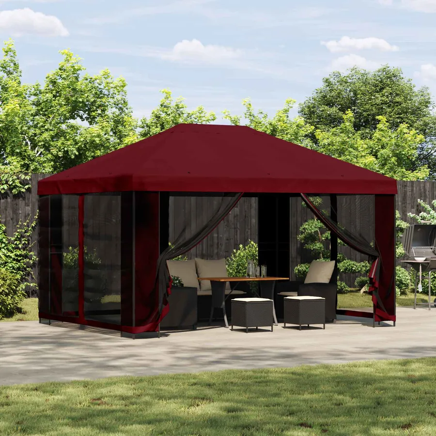 Abri de jardin avec parois 4 × 3 m Bordeaux Polyester et Acier