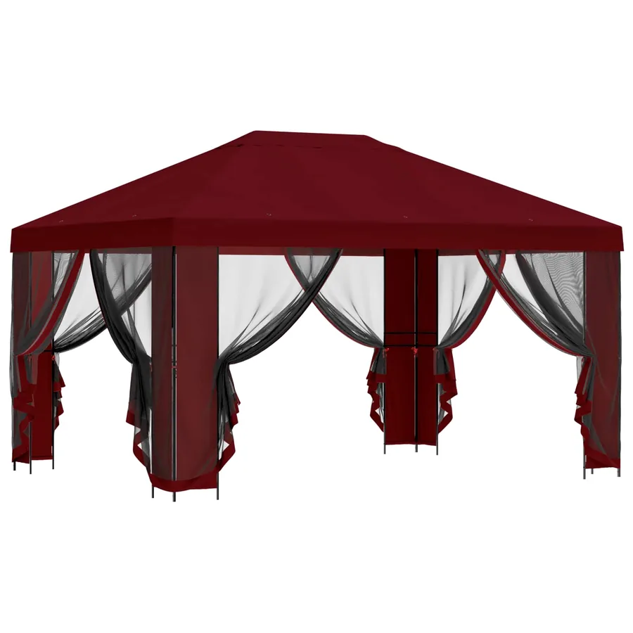 Abri de jardin avec parois 4 × 3 m Bordeaux Polyester et Acier - 4