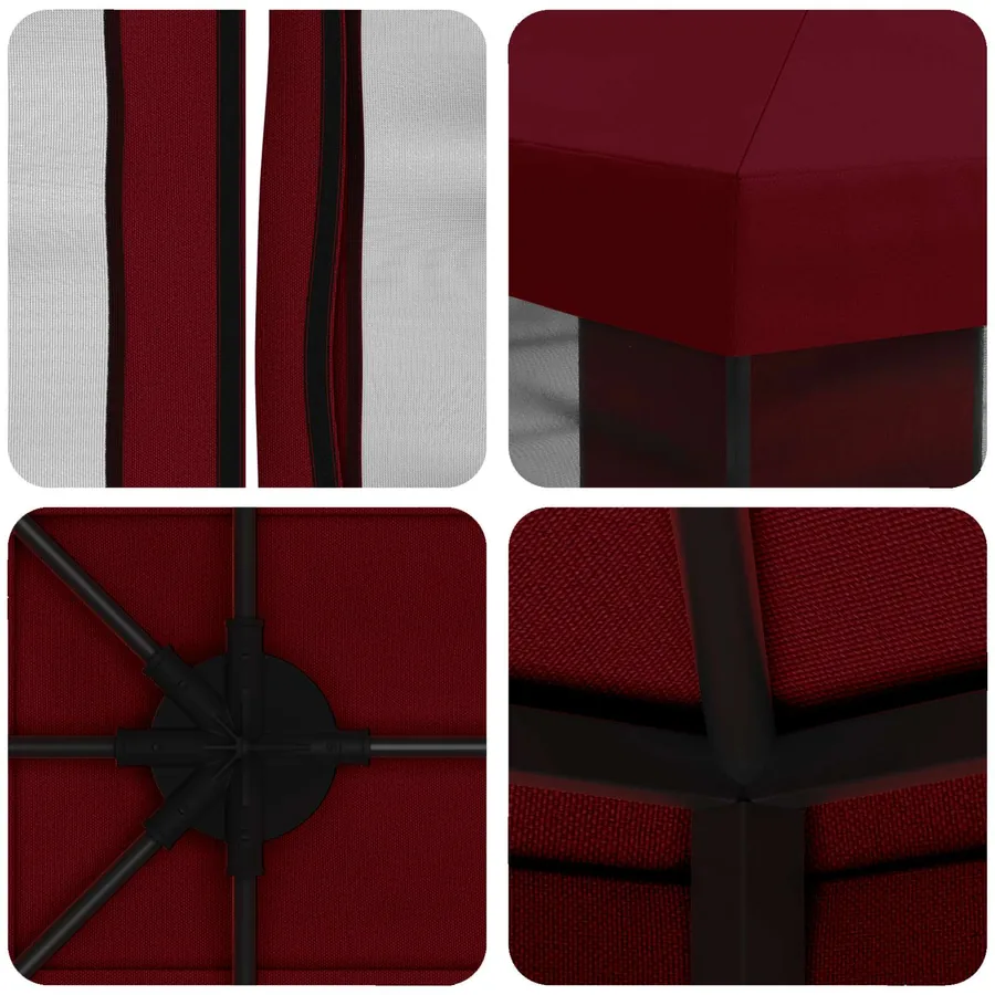 Abri de jardin avec parois 4 × 3 m Bordeaux Polyester et Acier - 7