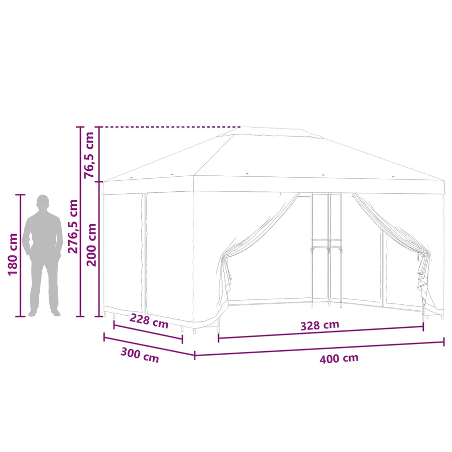 Abri de jardin avec parois 4 × 3 m Bordeaux Polyester et Acier - 9