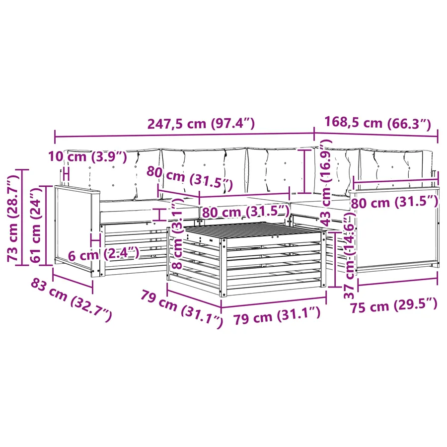 Ensemble de canapés d'extérieur 5 pcs Naturel et Beige - 7