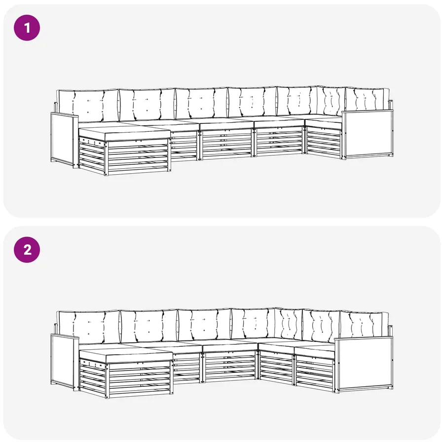 Ensemble de canapés d'extérieur 7 pcs Naturel et gris clair - 7