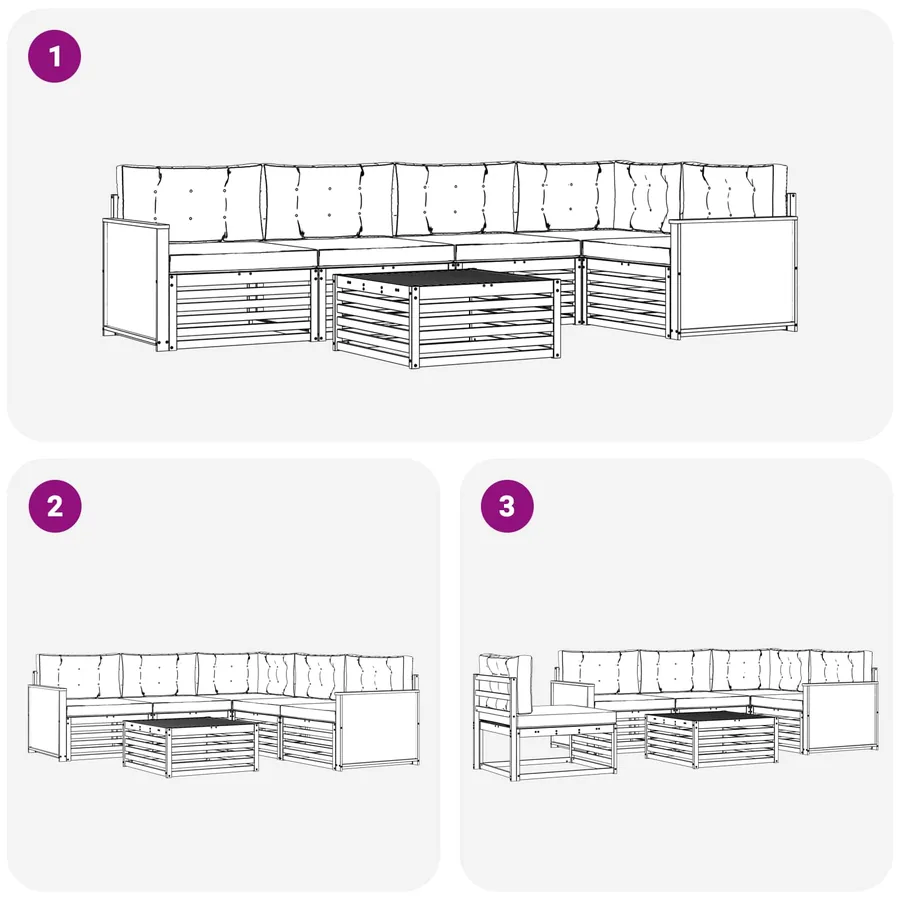 Ensemble de canapés d'extérieur 6 pcs Naturel et Anthracite - 7