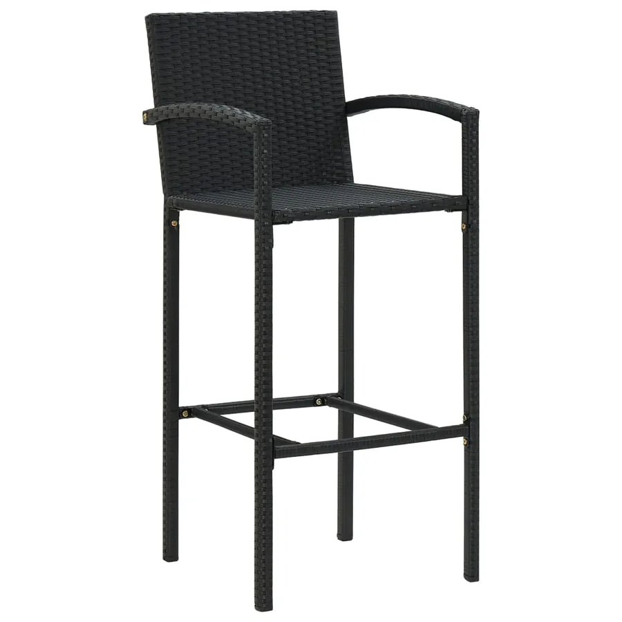 Ensemble de bar d'extérieur 5 pcs accoudoir Résine tressée Noir - 4