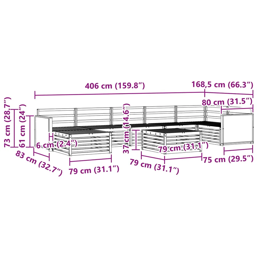 Ensemble de canapés d'extérieur 8 pcs Naturel - 10