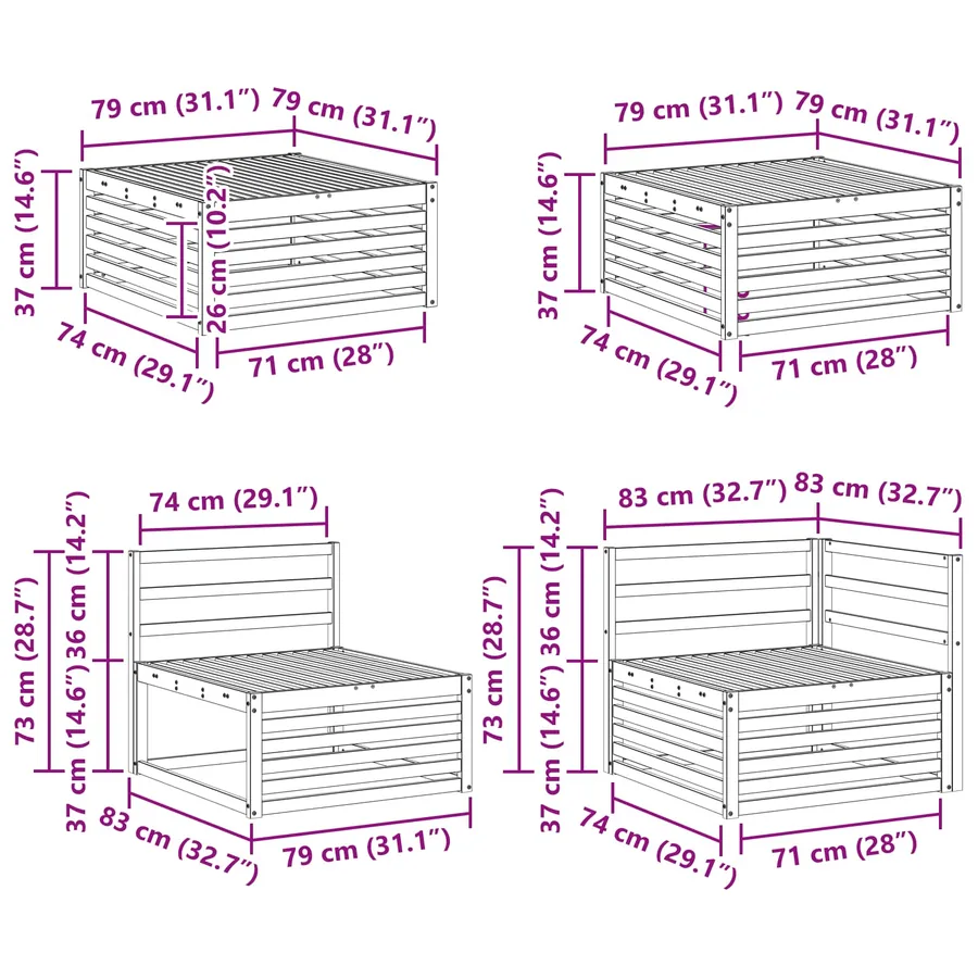 Ensemble de canapés d'extérieur 8 pcs Naturel - 11