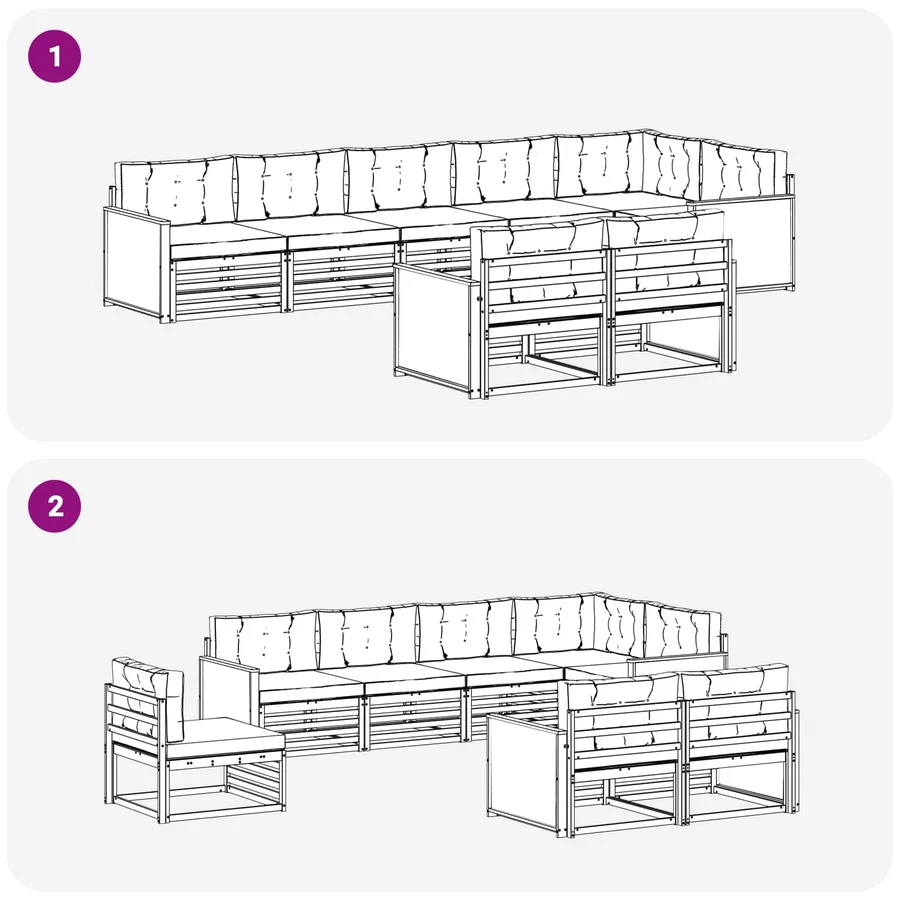 Ensemble de canapés d'extérieur 8 pcs Naturel et Beige - 7