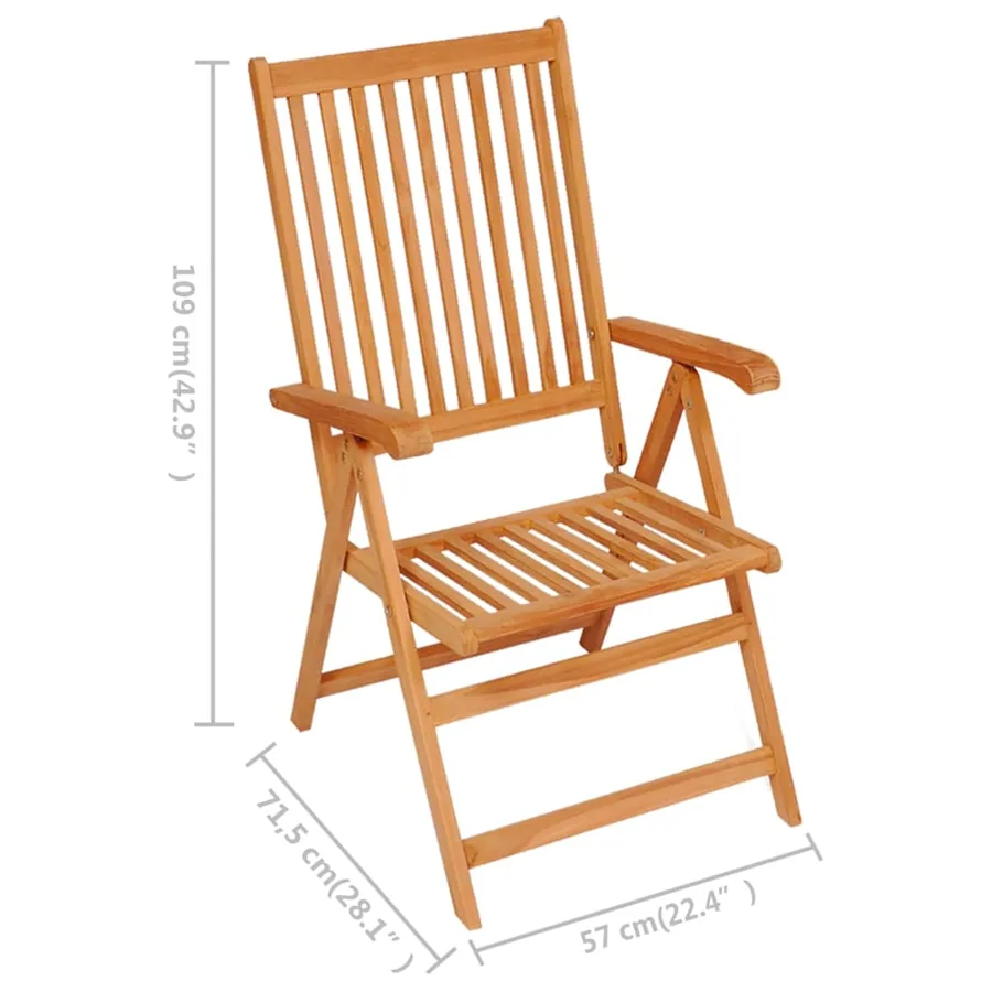 Chaises de jardin lot de 6 et coussins anthracite Bois de teck - 12