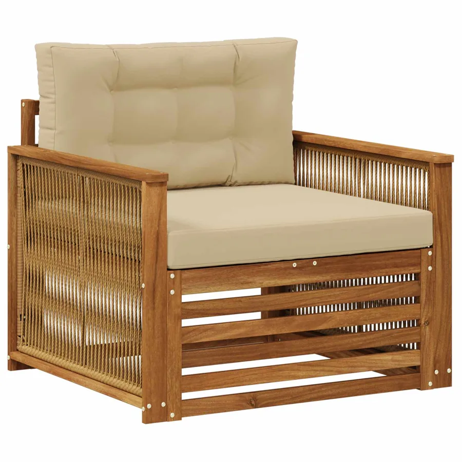 Sofa de milieu extérieur Bois d'Acacia Massif Naturel - 2