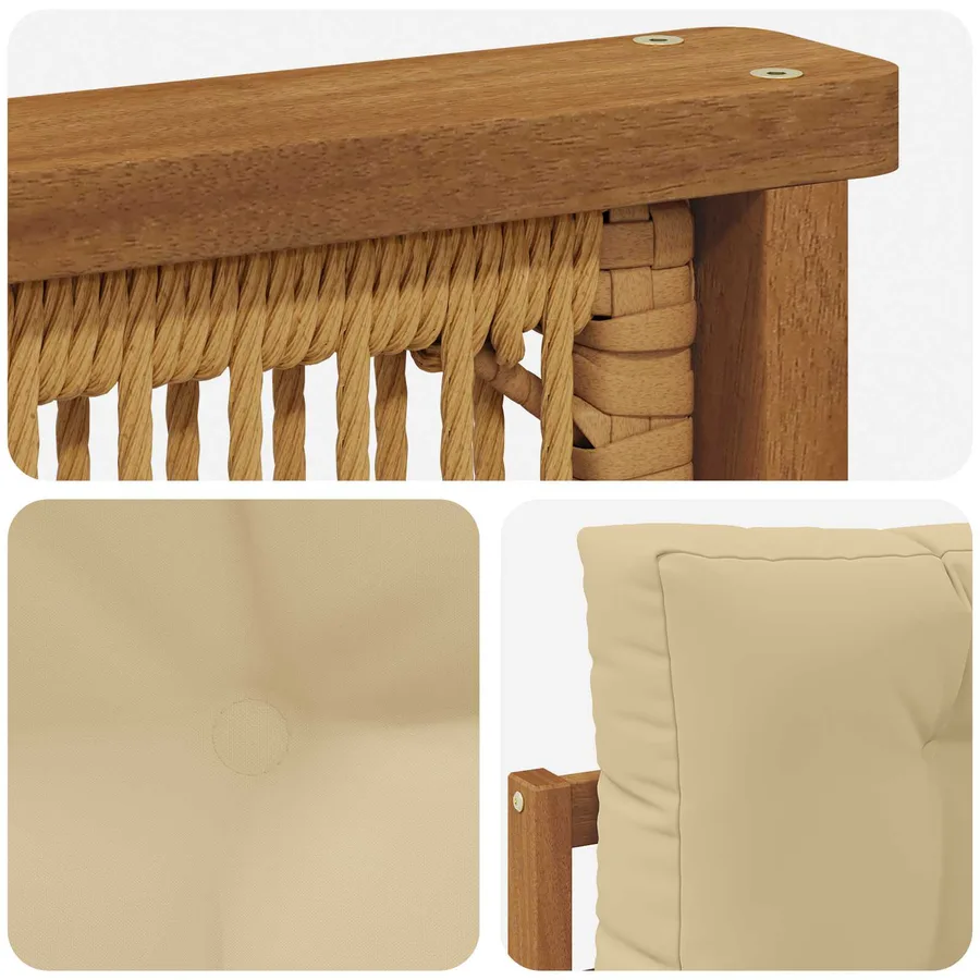 Sofa de milieu extérieur Bois d'Acacia Massif Naturel - 6
