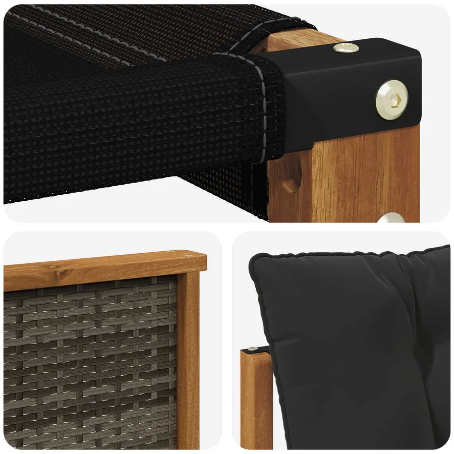 Ensemble de canapés d'extérieur 3 pcs Naturel et noir - 5
