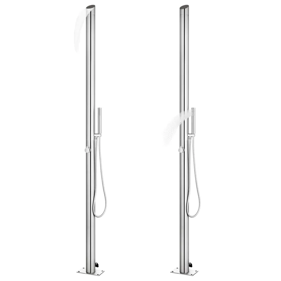Douche de jardin avec base marron 225 cm Acier inoxydable - 2